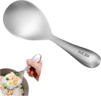 Großer Edelstahl-Löffel 304, Reislöffel, silber, 20 cm