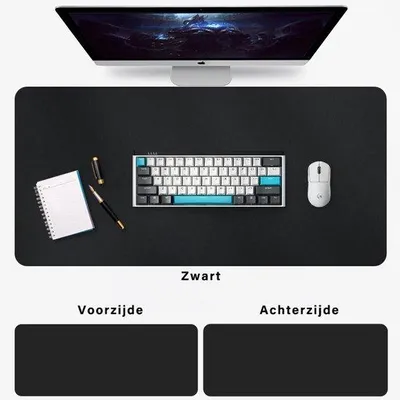 Zdjęcie produktu dla Podkładka pod mysz gamingowa XXL – czarna – antypoślizgowa – podkładka na biurko – duża