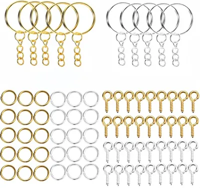 Produktbild von 120 Stück Schlüsselanhänger Ring Set,Keyring Schlüsselring mit Kette, Schlüsselanhänger Basteln Spaltschlüsselringe mit Gliederkette für DIY Basteln Schmuck