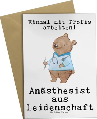 Produktbild von Mr. & Mrs. Panda Grußkarte Anästhesist Leidenschaft - Weiß - Geschenk, neujahrskarte, Lustig, Spruch, Krankenhaus, osterkarte, einladungskarten, Anästhesie, dankeskarten
