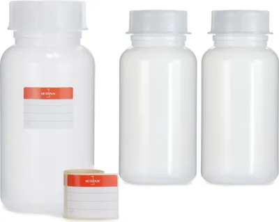 Produktbild von 3x 1000 ml Weithalsflasche mit Deckel, naturfarben, rund, G 65