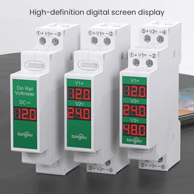 Image de Voltmètre compact à courant continu DC11V-310V Affichage numérique LED intelligent Détecteur à montage sur rail