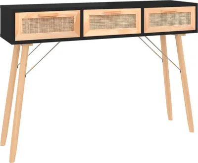 Obrázek produktu pro vidaXL Konzolový stolek černý 105x30x75cm Masivní dřevo Přírodní ratan