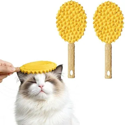 Immagine prodotto di Spazzola in silicone per cani e gatti, per la pulizia del pelo e la rimozione dei peli morti - Strumento massaggiante a forma di durian