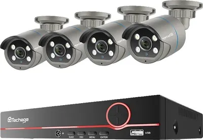 Obrázek produktu pro Bezpečnostní kamerový systém, rozlišení 4MP, AI rozpoznávání obličeje, 8CH NVR a 4 kamery, žádný