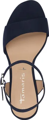 Produktbild von Tamaris Damen Sandale Sandalette Stoff überzogener Absatz 1-28028-42, Größe:39 EU, Farbe:Blau