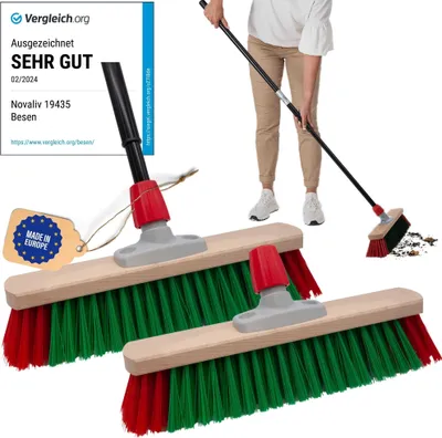 Produktbild von Novaliv Kehrbesen Besen mit Teleskopstiel Straßenbesen mit Stiel Gartenbesen Industriebesen Hofbesen Allzweckbesen (2, Gartenbesen)