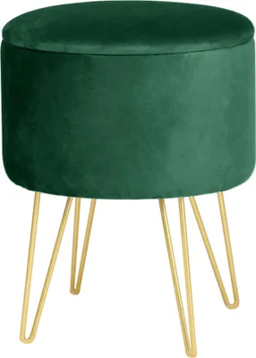 Produktbild von Pouf AKORD LILI aus Samtstoff mit Stauraum in Flaschengrün Höhe 45 cm