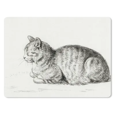 Produktbild von MuchoWow® Mauspad Mousepad Liegende Katze - Gemälde von Jean Bernard 23x19 cm - Mousepads - Maus Mat - Pad - Mausunterlage - Schreibtischunterlage - Mauspad
