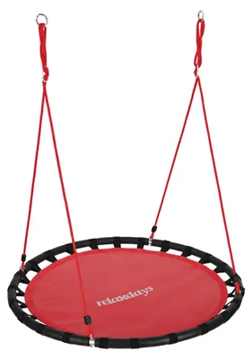 Image de Balançoire nid Relaxdays, balançoire suspendue ronde, pour enfants et adultes, réglable, d'extérieur, Ø : 120 cm, jusqu'à 100 kg, rouge, Image générée par une IA