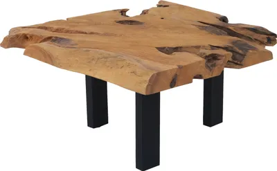 Produktbild von Couchtisch Beistelltisch massiv Teakholz naturbelassen 80x80x40 cm schwarz IBIZA
