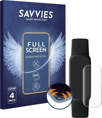 Produktbild von 4x Savvies Fullscreen Schutzfolie für Fitbit Inspire 3 Displayschutz Folie Fullcover Klar Transparent
