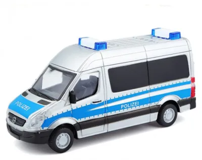 Produktbild von Bburago 18-32006P - Modellauto - Mercedes Sprinter Polizei (silber-blau, Maßstab 1:50)