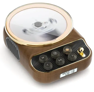 Image de Lecteur CD portable et haut-parleur 6-en-1 avec Bluetooth 5.3, rechargeable, intégrant une radio FM, une entrée AUX/TF, et une prise casque