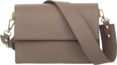 Produktbild von Frena Handtasche aus italienischem Leder - Magnetverschluss, 2 Fächer, verstellbarer Schulterriemen - Perfekte Innenorganisation - Beige - Taupe