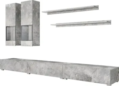 Produktbild von Meublorama HA-BAROS-24O1BM10*3C/75KG, Grau, Mitteldichte Faserplatte (MDF), 6 Regale, 4 Tür(en), 410 mm, 2700 mm