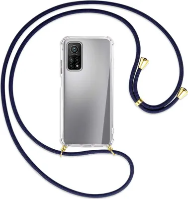 Produktbild von Handykette Backcover-Schutzhülle mit Band (Metall goldfarben) für Xiaomi Mi 10T (Pro) 5G - dunkelblau