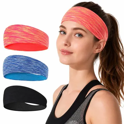 Produktbild von Sport Stirnband 3er Set Pink Blau Schwarz– rutschfest, elastisch & atmungsaktiv, A0546