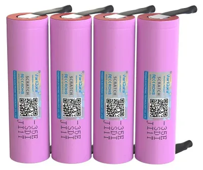 Obrázok produktu pre Lítium-iónová batéria 18650 – 18650-35E 3,7 V – vysoká kapacita 3500 mAh – dobíjateľná – pre domáce projekty a domáce úložisko – balenie po 4 kusoch