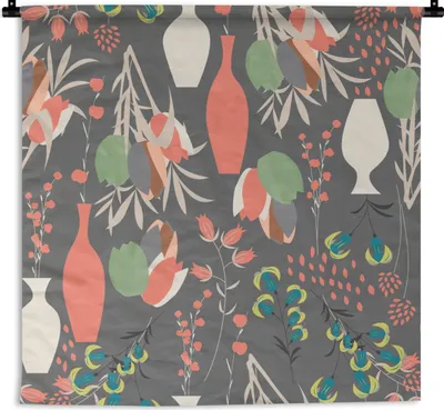 Produktbild von MuchoWow® Wandteppich Wandbehang Blumenstrauß - Blumen - Muster 90x90 cm Tapisserie Dekoration Wandtuch - Wandaufhänger