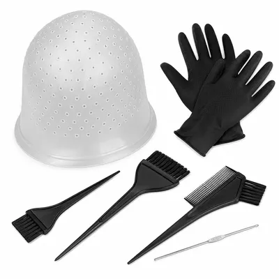 Produktbild von Wiederverwendbare Silikon Strähnenhaube Set mit Strähnennadel & Kamm, Haarfärbe Kappe für Highlights, Balayage & Strähnchen, Salon & Zuhause