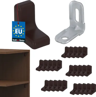 Zdjęcie produktu dla KOTARBAU® Zestaw 25 metalowych wsporników pólek z plastikowym panelem do mebli wenge