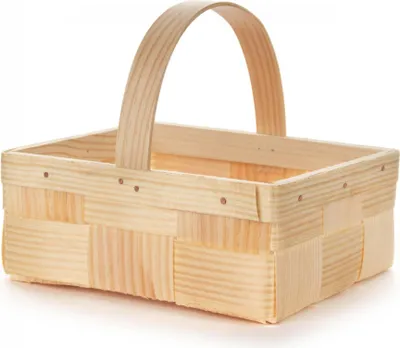 Produktbild von Holzkorb Osterdekoration Spankorb mit Henkel eckig, natur BxHxT 16x7x13cm NEU