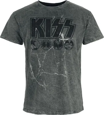 Produktbild von Kiss T-Shirt Herren Band Icons grau Band-Merch, Bands 100% Baumwolle M