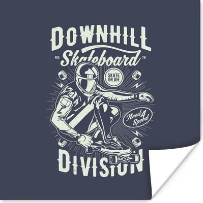 Produktbild von MuchoWow® Poster Skateboard - Blau - Vintage 50x50 cm - Wohnzimmerdekoration