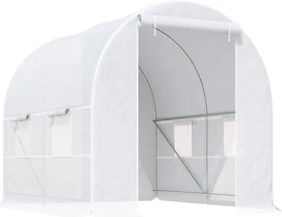 Produktbild von Gewächshaus 245x200x200cm Foliengewächshaus Tomatenhaus mit Tür, Fenster, Folientunnel aus verzinktem Stahl, Pflanztunnel, Treibhaus inkl. Erdanker...