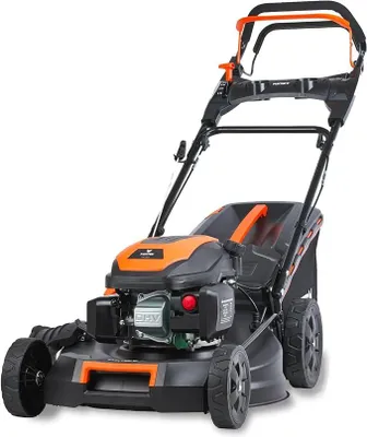 Produktbild von Benzin Rasenmäher FX-RM5170PRO mit flexiblem Antrieb, Seilzugstarter Gartenmäher, 51 cm Schnittbreite, 4-Takt Mäher, kugelgelagerte Big Wheel Räder, 60L Grasfangkorb