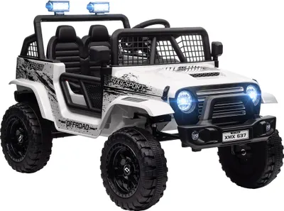 Produktbild von AIYAPLAY Elektro Kinderauto, 12 V 3-5 km/h Geländewagen mit Musikanschluss, Kinderfahrzeug mit 2,4G Fernbedienung, Scheinwerfer, Hupe, Elektrisches Kinderfahrzeug für Kinder 3-6 Jahre, Weiß