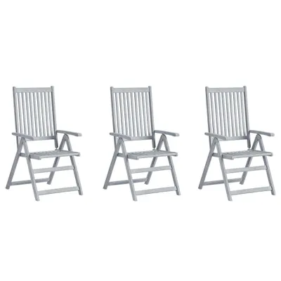 Produktbild von vidaXL Verstellbare Gartenstühle 3 Stk. mit Auflagen Massivholz Akazie