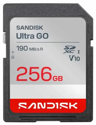 Obrázek produktu pro SanDisk Ultra GO, 256 GB, SDXC, UHS-I, 190 MB/s, Class 3 (U3), V10