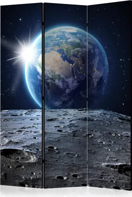 Produktbild von 3-teiliger Einseitiger Vlies Paravent - View of the Blue Planet 135x172 cm Landschaften f-A-0274-z-b
