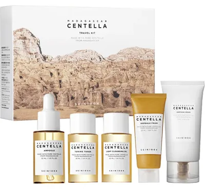 Produktbild von SKIN1004 Madagascar Centella Travel Kit – 5-teiliges Set für empfindliche Haut, beruhigend, feuchtigkeitsspendend, ideal für Reisen