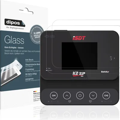 Produktbild von 2x Schutzfolie für ISDT K27ip - Anti-Shock 9H Folie dipos Glass Kunststoffglas