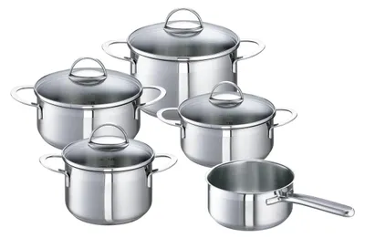 5-teiliges Topfset Wave, Edelstahl, für Induktion