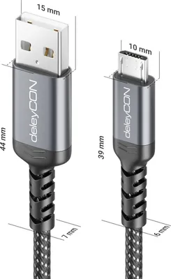 Produktbild von deleyCON 1,5m Micro USB Kabel Ladekabel Datenkabel Laden & Synchronisieren USB-A auf Micro USB Cable Adapter - Handy Smartphone Tablet Kamera PS4 Controller Usw.