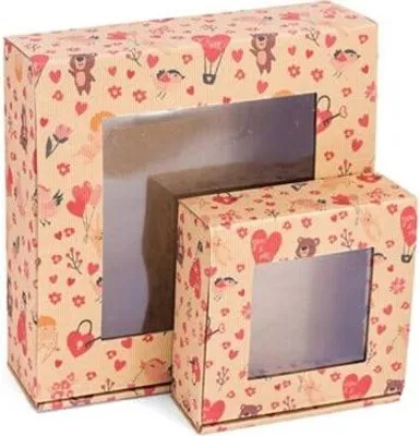Zdjęcie produktu dla Karton z okienkiem walentynkowy  250x240x80mm ozdobny na prezent