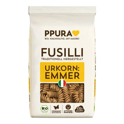 A bag of fusilli pasta.