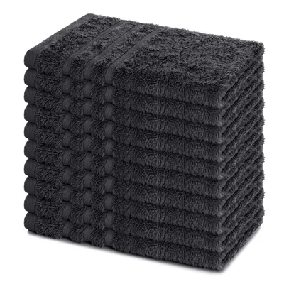 Produktbild von Lavea® 10er Set Gästehandtücher 30x50 cm, 100% Baumwolle Frottee, weich & saugstark, Serie Elena, 60 °C waschbar, Anthrazit