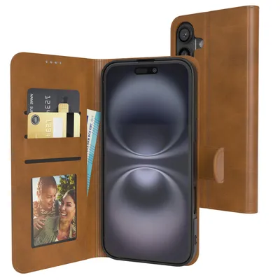 Produktbild von EAZY CASE Business Hülle für Apple iPhone 16 Plus klappbar, Premium Kunstleder Handyhülle mit Kartenfach