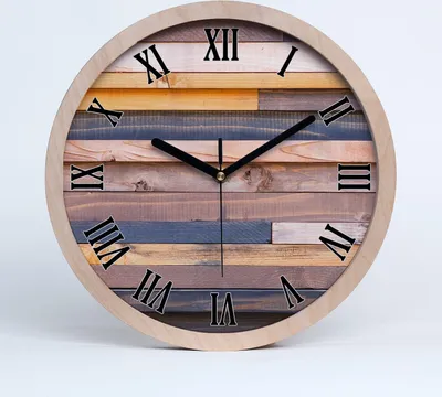 Produktbild von Holzuhr 30fi cm wanduhr - schwarze Spitzen - Holzwand