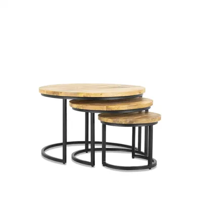 Produktbild von Benoa Dupont runder Couchtisch aus Eisen (3er-Set) 77/58/42 cm