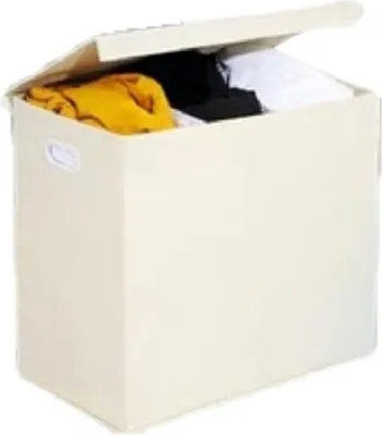 Produktbild von Wäschekorb mit 3 Fächern 156 L – Wäschesammler mit Deckel & Magnetverschluss Beige