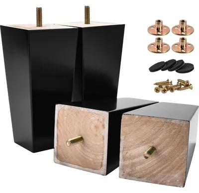 Immagine prodotto di Set di 4 piedini in legno nero, altezza 20 cm, con filettatura M8