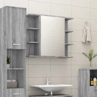 Produktbild von ZMH Bad-Spiegelschrank Grau Sonoma 80x20,5x64 cm Holzwerkstoff