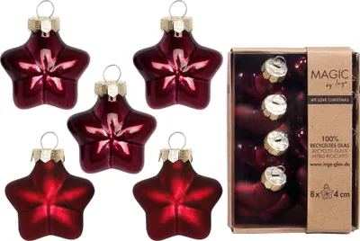 Produktbild von Inge‘s Christmas Decor 16392 P047, Weihnachtsbaumschmuck, Glas, Rot, 8 Stück(e), Box, 40 mm
