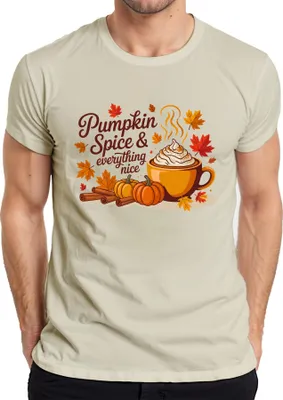 Produktbild von Pumpkin Spice Latte Kürbis Zimt Herbst Kaffee gemütlich Blätter Herren T-Shirt, Natur, S